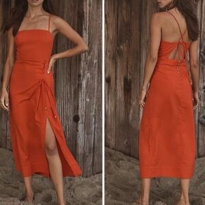 Free People Francesca Midi Orange Dress